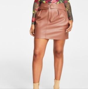 NWT Bar III Faux Leather Mini Skirt,  Brown Shade Size 6